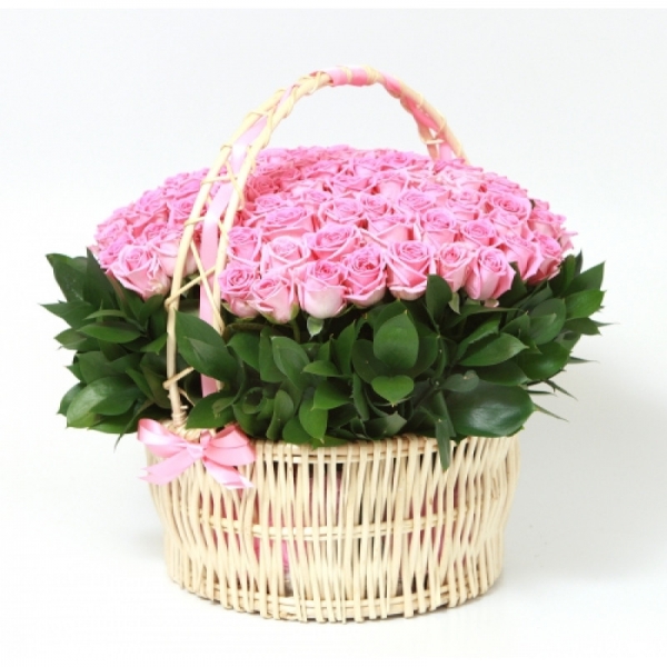  Belek Çiçek - Sepette 101 Pembe Gül