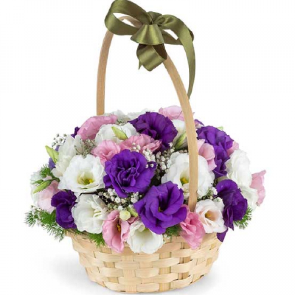  Belek Çiçek - Sepette Şık Lisyantus Aranjman