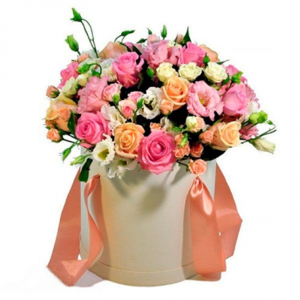  Belek Çiçek Siparişi - Kutuda Pembe Gül Ve Beyaz Lisyantus