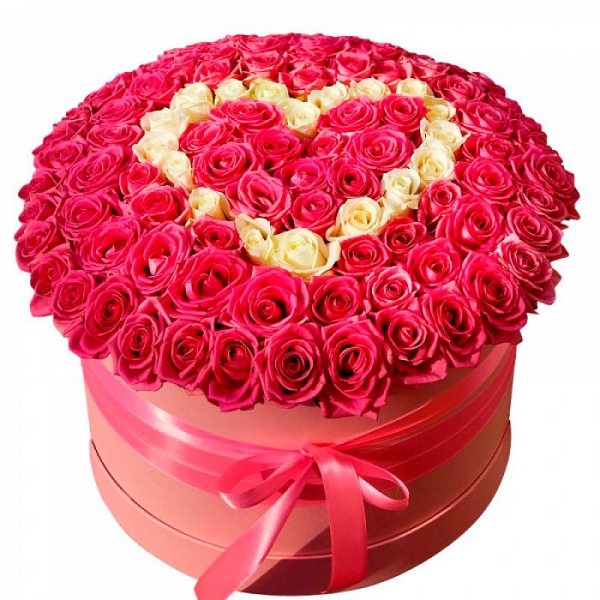  Belek Çiçek Siparişi - Kutuda Pembe Beyaz Güller