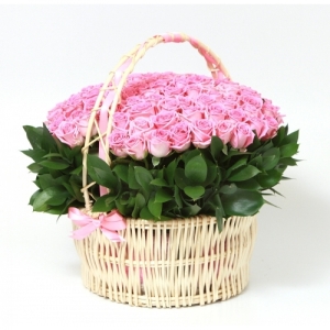  Belek Çiçek - Sepette 101 Pembe Gül