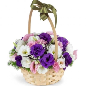  Belek Çiçek - Sepette Şık Lisyantus Aranjman