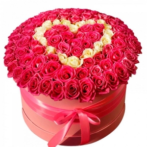  Belek Çiçek Siparişi - Kutuda Pembe Beyaz Güller